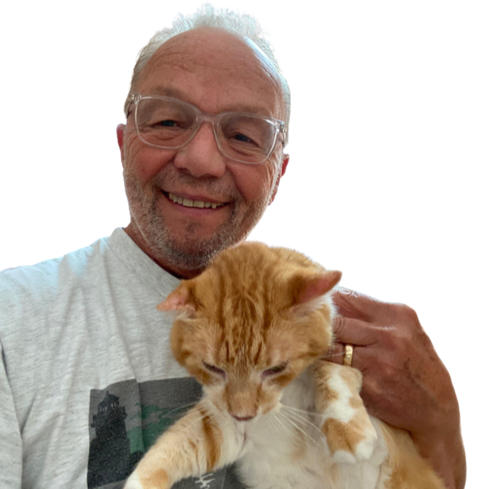 Person holding a cat