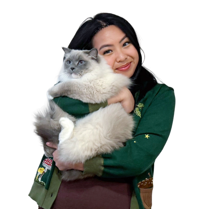Person holding a cat